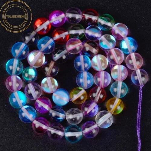 A+ Natural Multicolor Austrian Crystal Round Beads Glitter MoonStone Beads For Jewelry Making Diy Bracelet Charms 6/8/10/12mm