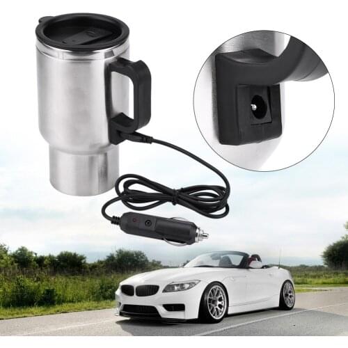 12V 450ml Electric In-car Stainless Steel Travel Heating Cup Coffee Car Cup cigarette lighter power Powered Fits car cup holders