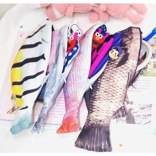 Free shipping Super-real simulation crucian carp pencil case, coin purse, realistic salted fish pencil case storage bag