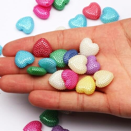 30pcs 15mm Colorful Heart Imitation Pearls Beads Acrylic Loose Spacer Beads For Jewelry Making Diy Bracelet Necklace Accessories
