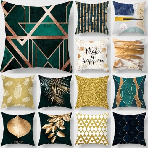 Geometric Series Peachskin Pillowcase 45x45cm Covered Gold Cushion Cover Polyester Throw Sofa Pillow Case Decorative Home Nordic