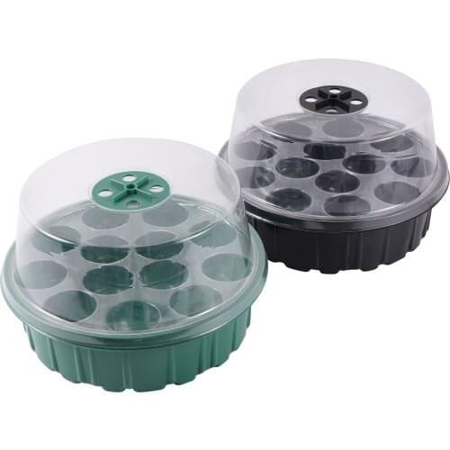 13 Cells Round Seedling Box With Humidity Adjustment Breathable Cover Seedling Germination Nursery Pot Seed Starter Planter