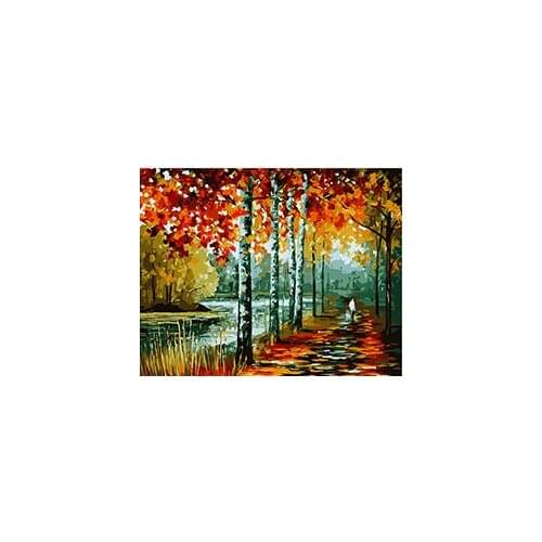 MaHuaf-W083 Alley by the river painting set by numbers on canvas Wall decoration painting for home decor