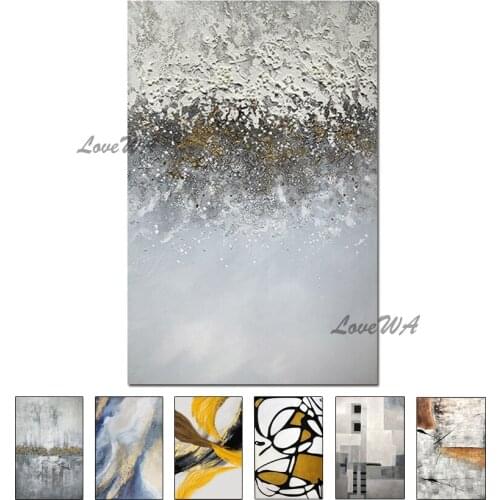 Handpainted Gray Picture Artwork Paintings Abstract Colorful Decoration Oil Painting on Canvas Wall Art Pictures For Living Room