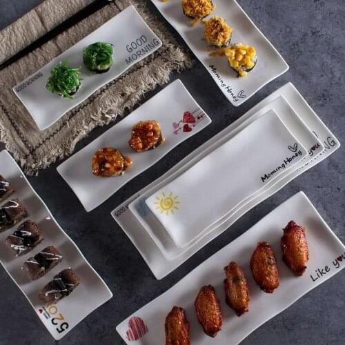 9/11/13 Inches Ceramic Rectangular Sushi Plate Dessert Cake Snack Pastry Western Food Salmon Sashimi Fried Food Tray
