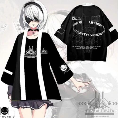 Game NieR:Automata 3D Printing Japanese Kimono Haori Yukata Cosplay Fashion Summer Casual Cool Short Sleeve Streetwear