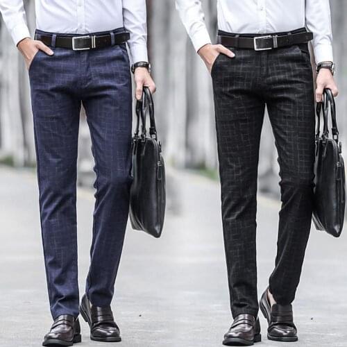 Plaid Mens Suit Pants Autumn Winter Male Business Formal Long Trousers Men Office Dress Suit Pants hommes pantalones hombre