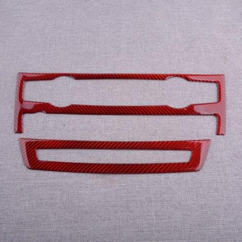 1 Set Red Carbon Fiber Console Air Condition CD Control Panel Cover Trim Fit for BMW X5 E70 X6 E71 2013 2012 2011 2010 2009 2008