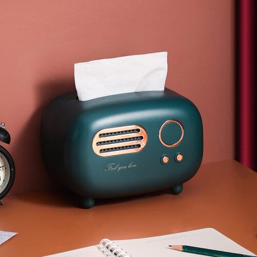 Creative tissue box living room light luxury retro home drawer box storage box cute girl radio green red shape drawer box