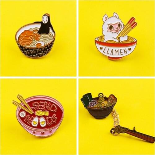 Cartoon Anime Faceless Man Pin Brooches For Backpack Lovely Noodles Pins Lapel For Clothes Metal Badges Gift For Friends
