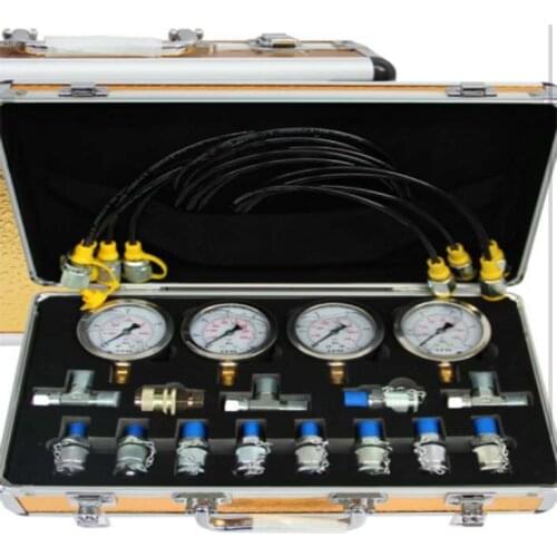 16-joint excavator hydraulic pressure gauge test kit, professional hydraulic measurement toolbox for hydraulic machinery