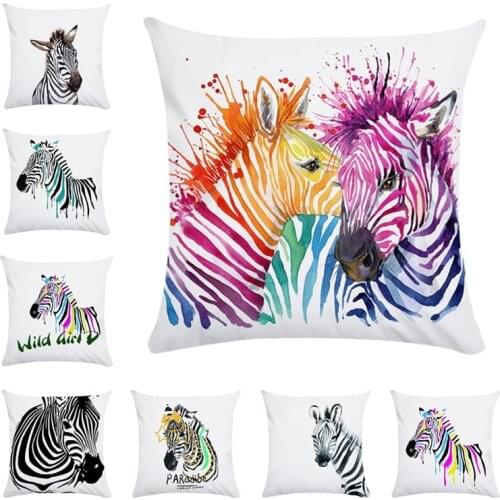 45X45CM Hand Painted Zebra New Super Soft Cushion Cover Polyester Cotton Home Decorative Throw Pillow Covers