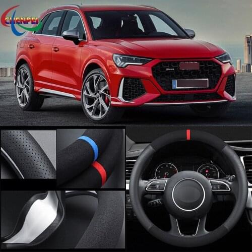 38cm Non-Slip Dreathable Suede steering wheel cover For Audi Q3 Car Interior decoration accessories