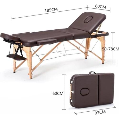 NEW Foldable portable salon beauty salon SPA tattoo furniture beech wooden PVC leather patio facial adjustable massage table bed