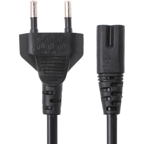 OOTDTY 0.63m 2-Prong Pin AC EU Power Supply Cable Lead Wire Power Cord For Desktop Laptop