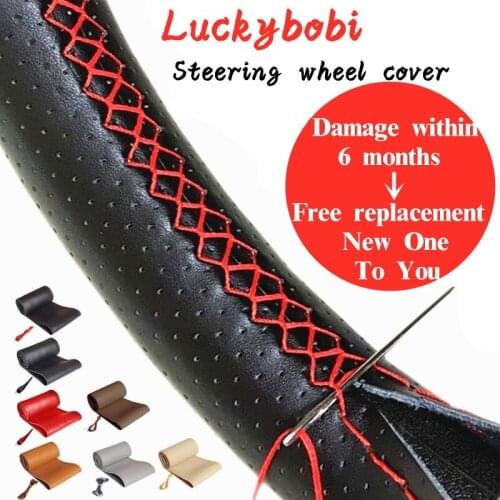 Car Steering Wheel Braid Cover Needles And Thread Artificial Leather Car Covers Suite 7 Color DIY Texture Soft Auto Accessories