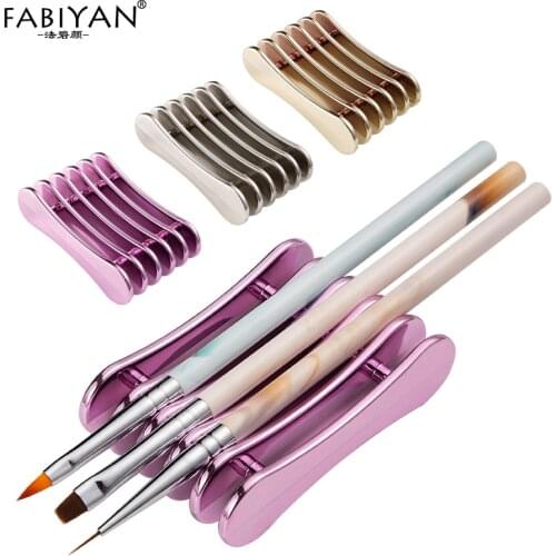 Nail Art Brush Holder Pen Rest Display Stand Plastic Manicure Tools Acrylic Silver Purple Gold 5 Grids