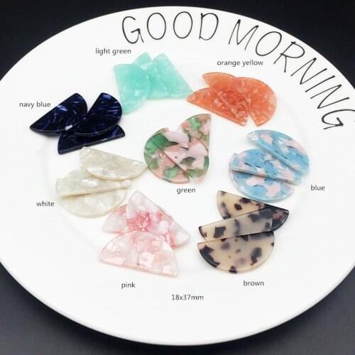 10pcs 18x37mm cellulose acetate solid half round charm for jewelry making and crafting fashion earring pendants