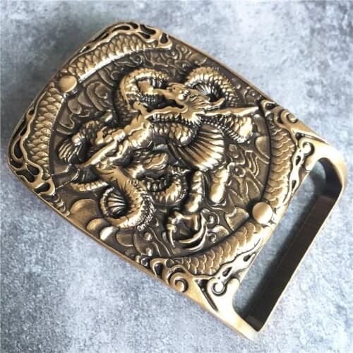 Luxury Brass Dragon Belt Buckle For Men Leather Belts Vintage High Quality Diy Accessories Belt Buckle BK0093