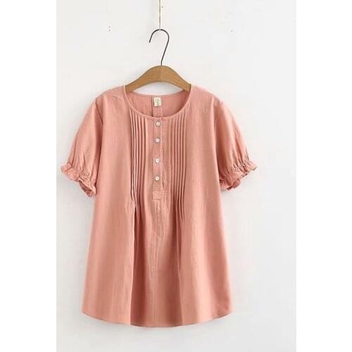 Plus Size Fashion Women Full Cotton Plain t shirt Office Lady Summer Tops