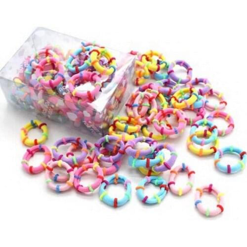 50Pcs 2.5CM Super Elastic Childrens Hair Bands Girls Hair Ties Ponytail Cute Rubber Bands Kid Scrunchie Set Hair Accessories