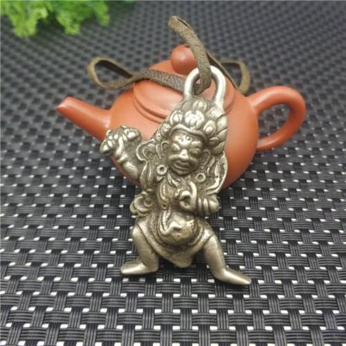 Tibetan Buddha Big Black Sky Bronze Wealth God Buddhism Key Ring Pendant Buddha Statue