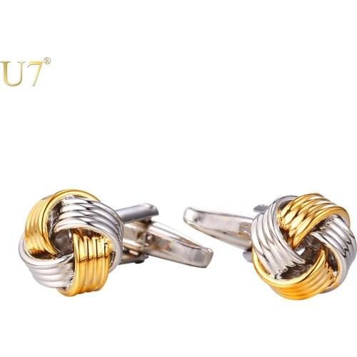 U7 Brand New Cufflinks For Mens Two Tone Gold Color Fashion Jewelry Trendy Men Suit Style Cuff links Gift C023