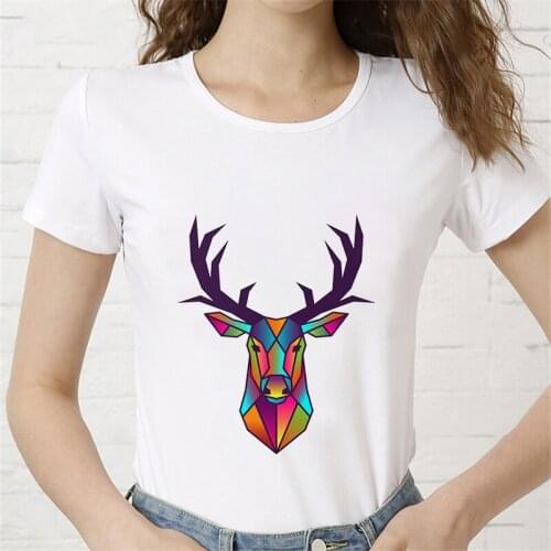 2021 Women Plus Size Harajuku Tops Summer Deer Graphic Tees Streetwear Woman Animal Kawaii T-shirt Clothes Girl Fashion T Shirt
