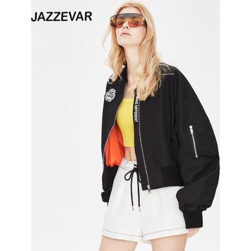 JAZZEVAR Sports baseball uniform jacket women 2021 spring and autumn new Korean style loose western style jacket