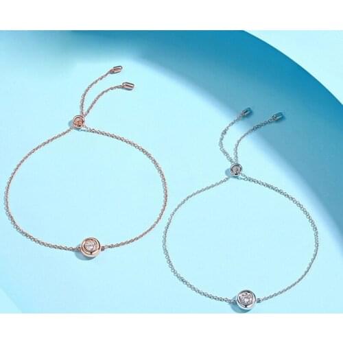 Luxury 100% 925 Sterling Silver Created Real 0.5 Carat D Color Simple Couple Womens Bracelets High Carbon Diamond Fine Jewelry