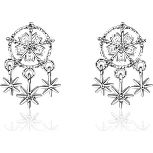 Utimtree Charm Statement Earrings For Women Jewelry Trendy Snowflake Zircon Tassel Drop Earring oorbellen