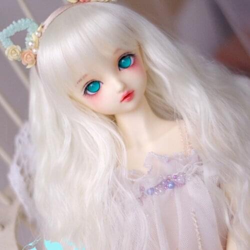 1/3 1/4 1/6 1/8 Fashion Style White Wavy Hair High Temperature Wire BJD Wig For Toy Doll Accessories