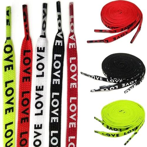 1 Pair Double-sided LOVE Letter Printing Shoelaces 2019 High Quality Durable Polyester Flat Fashion Shoelaces For Sneakers 110cm