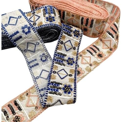 1 Yards Flower Fabric Sewing Applique DIY Ribbon Trim Embroidery Wedding Dress Clothing Accessories