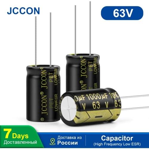 JCCON High Frequency Low ESR Aluminum Capacitor 63V 1000UF 10Pcs DIY Electronic 16x25mm Supercapacitor