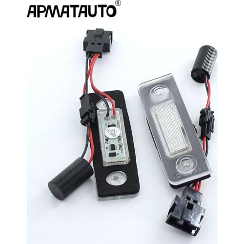 2pcs Car LED License Plate Lights For VW Skoda Octavia 1Z Roomster 5J accessories White lamp Bulb car-styling