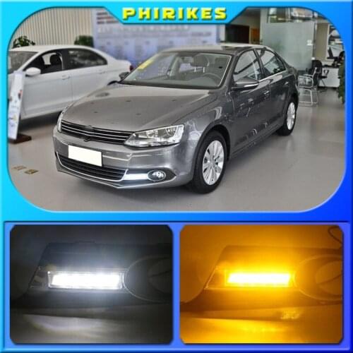2pcs Fog lamp For Volkswagen VW Jetta Sagitar MK6 2012 2013 2014 car styling driving LED DRL Daytime Running Light Daylight