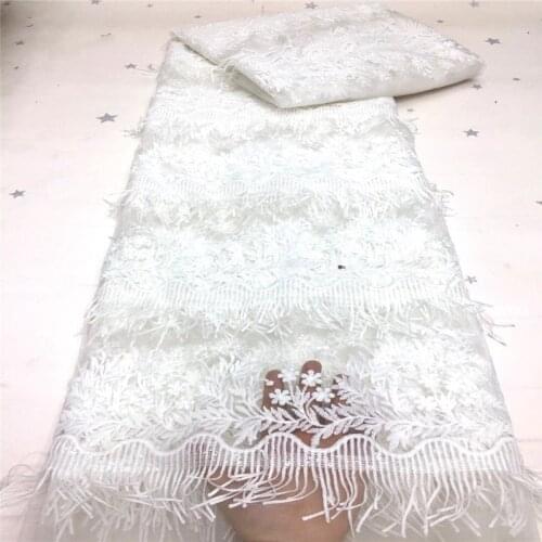 Nigerian Tulle Lace tassel with Sequins African Net Lace Fabric High Quality Latest French Mesh Lace Fabrics for Party Dress