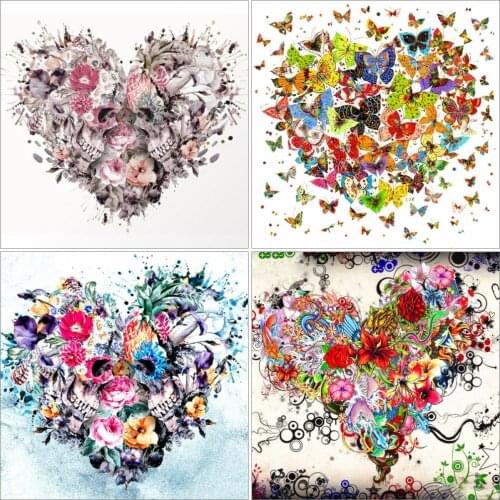 AZQSD Diamond Embroidery Heart Love Mosaic Needlework Rhinestones Diamond Art Painting Flower Cross Stitch Kits Sale Home Decor