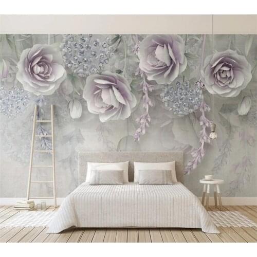 Beibehang Custom wallpaper 3D new lavender flower relief flower TV background wall living room bedroom decorative papel de pared