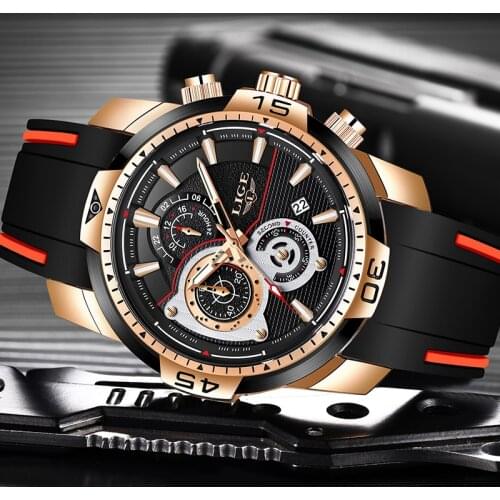 2020 New LIGE Silicone Strap Men Watch Fashion Top Brand luxury Business Luminous Quartz Watch Men Casual Waterproof Date Clock