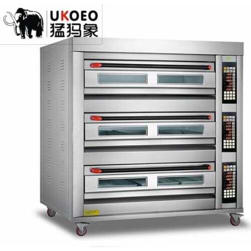 UKOEO gas deck oven 220V/380V steam bag pizza oven 1/2/3 layers stainless steel big capacity bread cake bakery convection oven