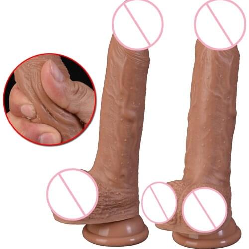 Skin Feeling Huge Realistic Dildo Penis Double Layer Silicone Dildos with Suction Cup for Women Masturbation Lesbain Sex Toy