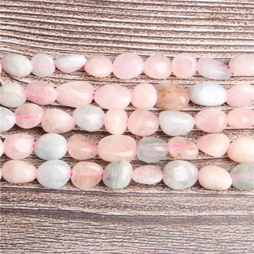 LanLi 6x8 8x10mm Natural Irregular Morganite Loose Beads Smooth Loose Interval Bead Jewelry DIY Stone Bracelet Necklace