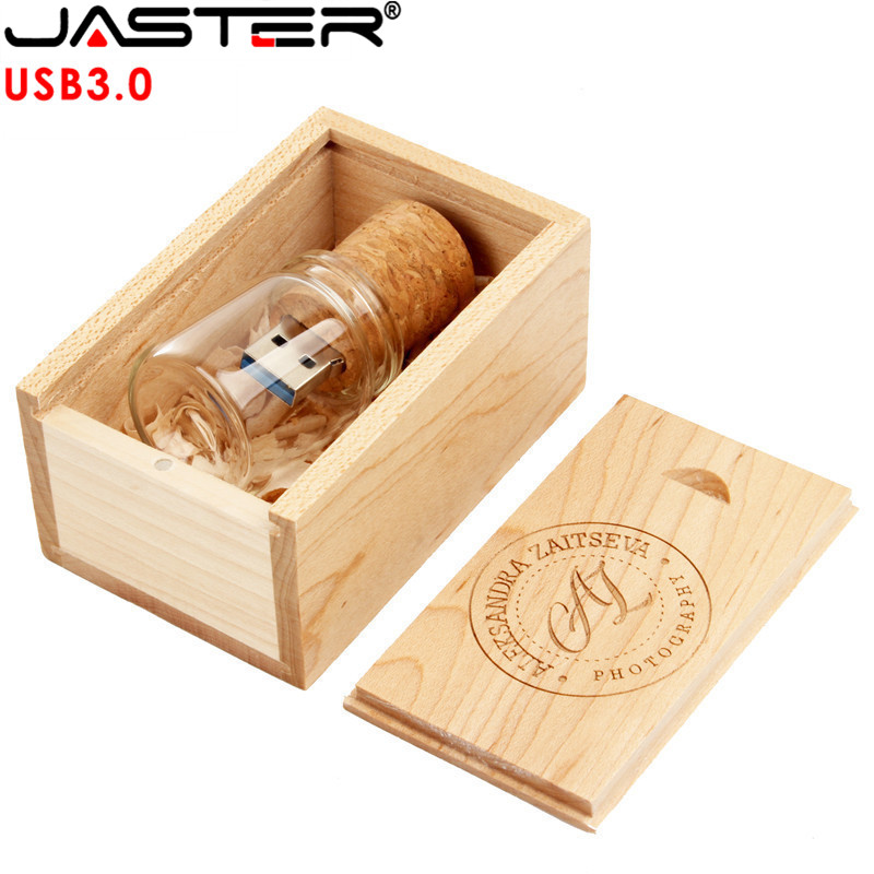 JASTER USB 3.0 Glass drift bottle with Cork USB Flash Drive glass bottle pendrive 4GB 8GB 16GB 32GB 64GB wedding gift