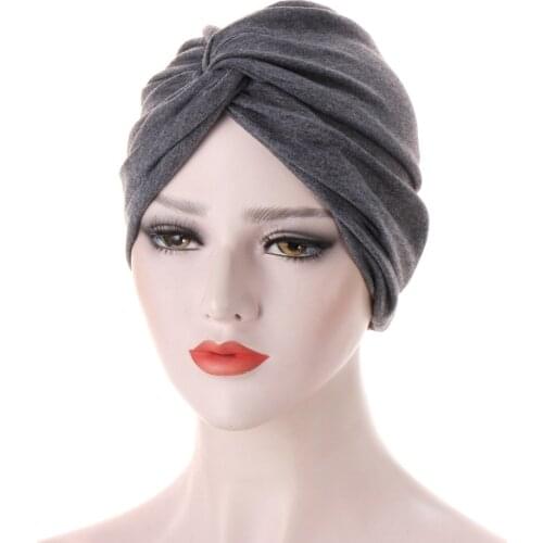 Muslim Women Stretch Cotton Striped Beanie Turban Chemo Hat Head Wrap Cap Headwear for Cancer Patients