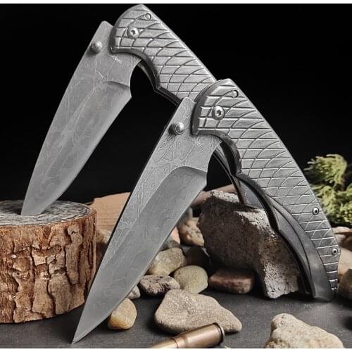 SR529 Pocket Folding Knife, 440 Deep Embossed Blade Portable Steel Knife, Outdoor Survival Knife Camping Self-Help Utility Knife
