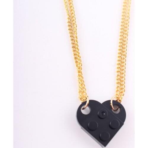 Brick Block Necklace - 2pcs Heart Gold Necklaces Set for Couples Friendship Girlfriend Couples Valentines Day BFF Drop Shipping