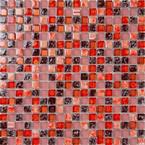 Red crystal glass mosaic tiles EHGM1008A for bathroom shower tiles wall mosaic kitchen backsplash tiles free shipping