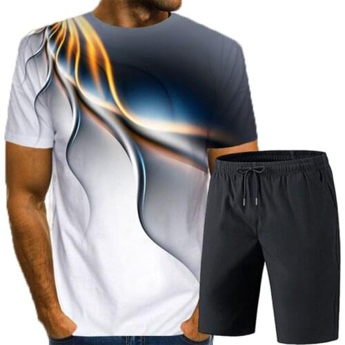 2021 Summer Mens T-Shirt Suit Mens Printed Short-Sleeve Sportswear Plus Five-Point Sweatpants Basketball Sports Fitness